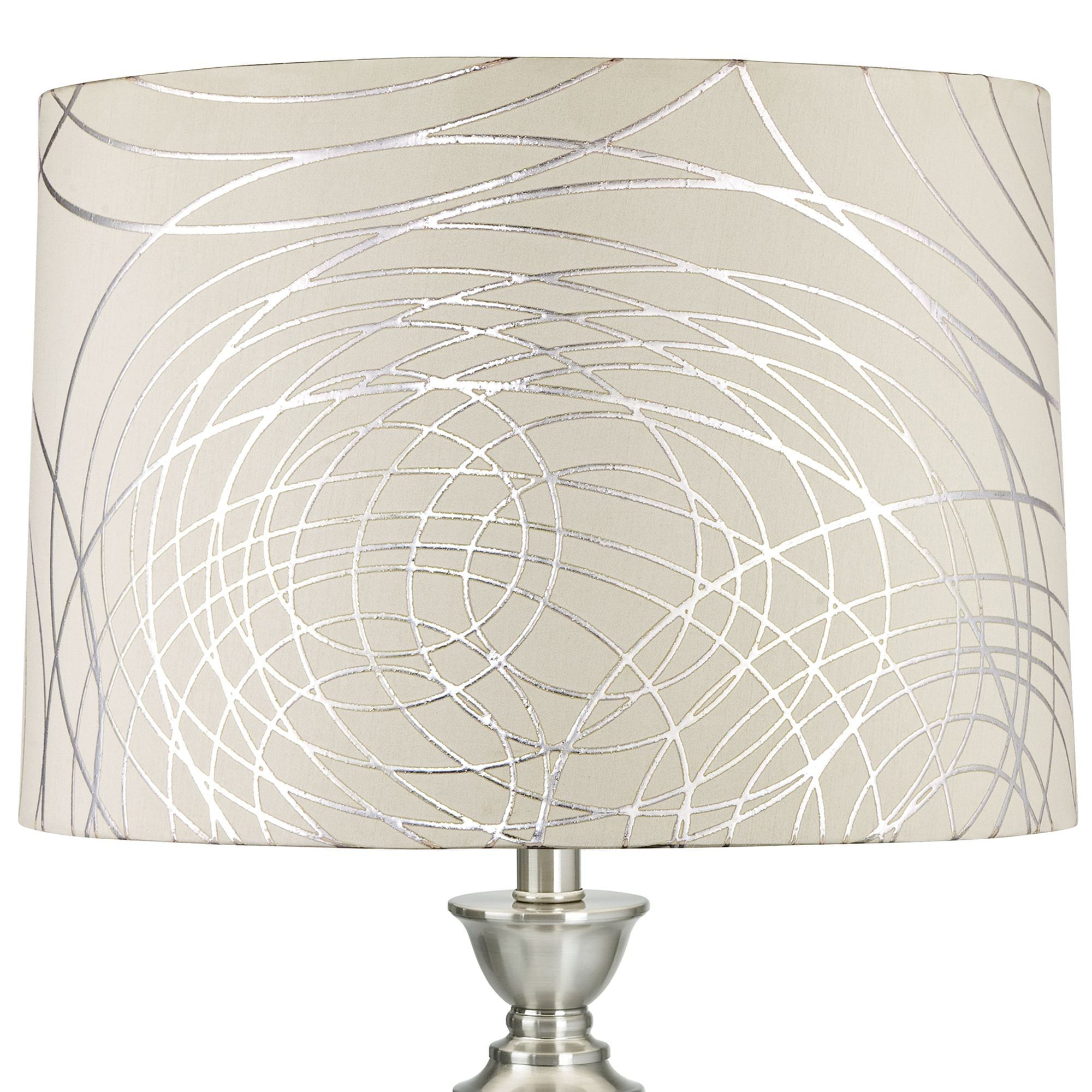 Springcrest Off-White with Silver Circles Medium Drum Lamp Shade 15