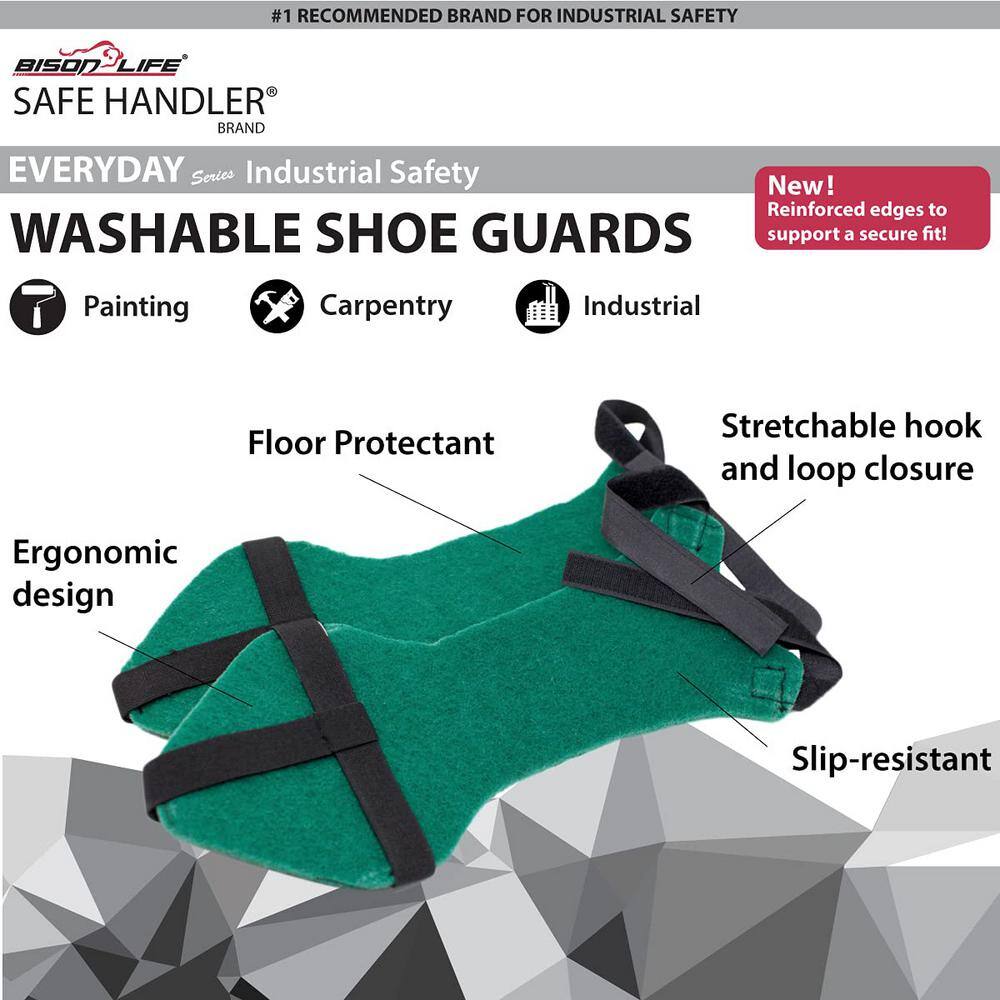 Safe Handler Green Washable Shoe Guards with Inbuilt Slip-resistant Reinforced Edges 2 Pairs BLSH-ES-WSG-1G-2