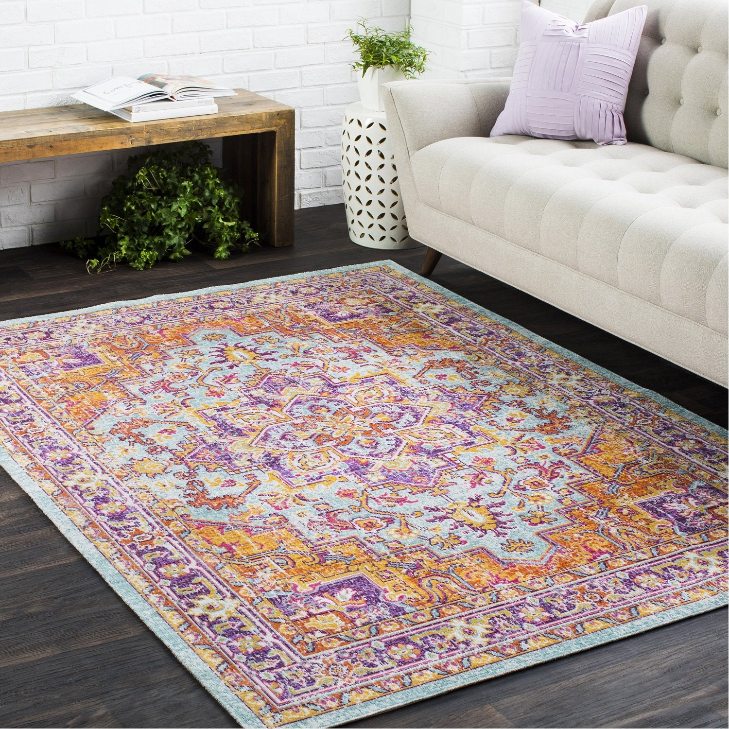 Antioch Rug in Lavender & Dark Purple