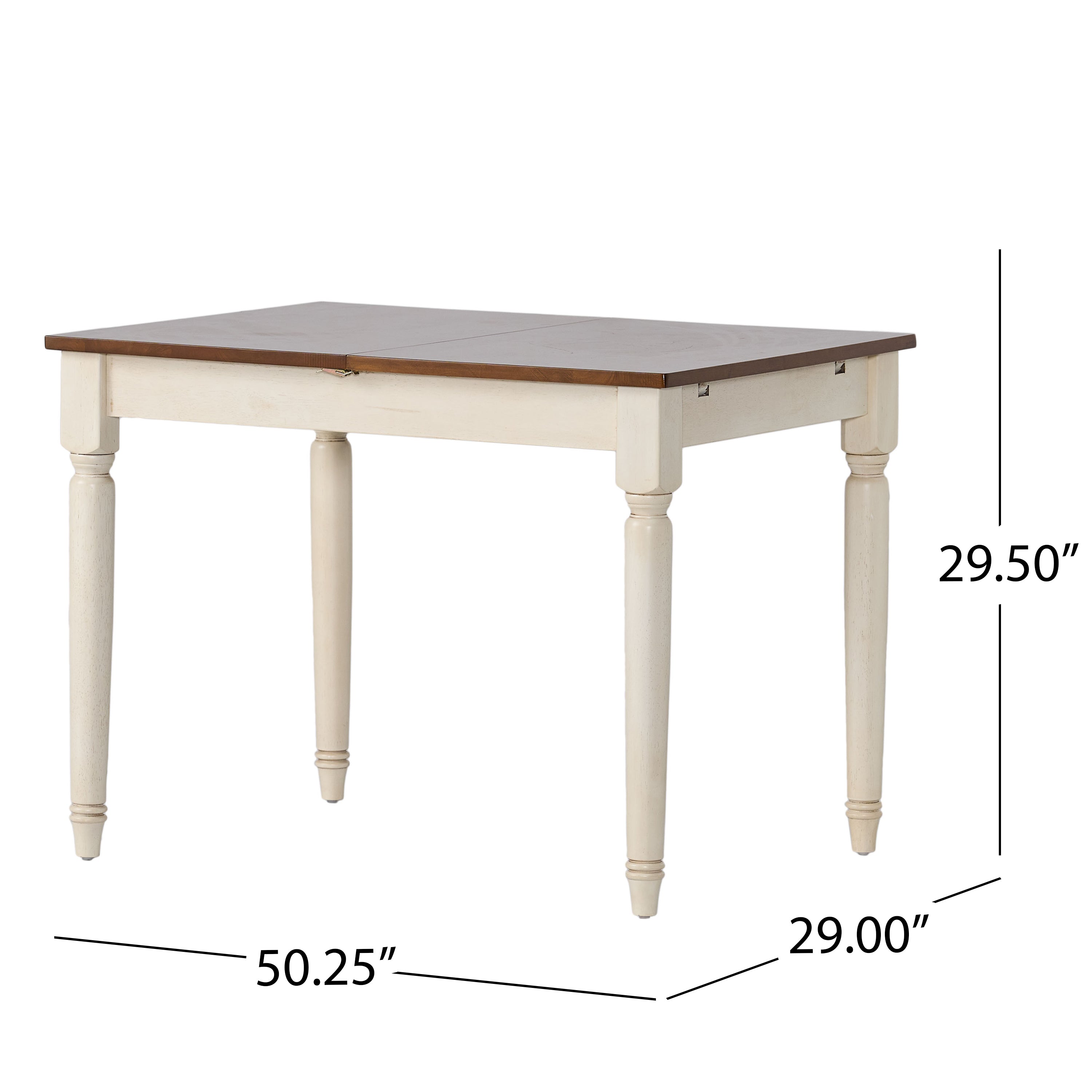 Bronwen Rustic Dark Oak and Cream Wood Dining Table with Leaf Extension