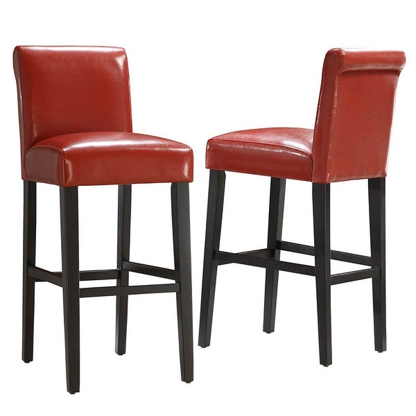 Bennett Red Faux Leather High Back Bar Stools (Set of 2) by iNSPIRE Q Bold