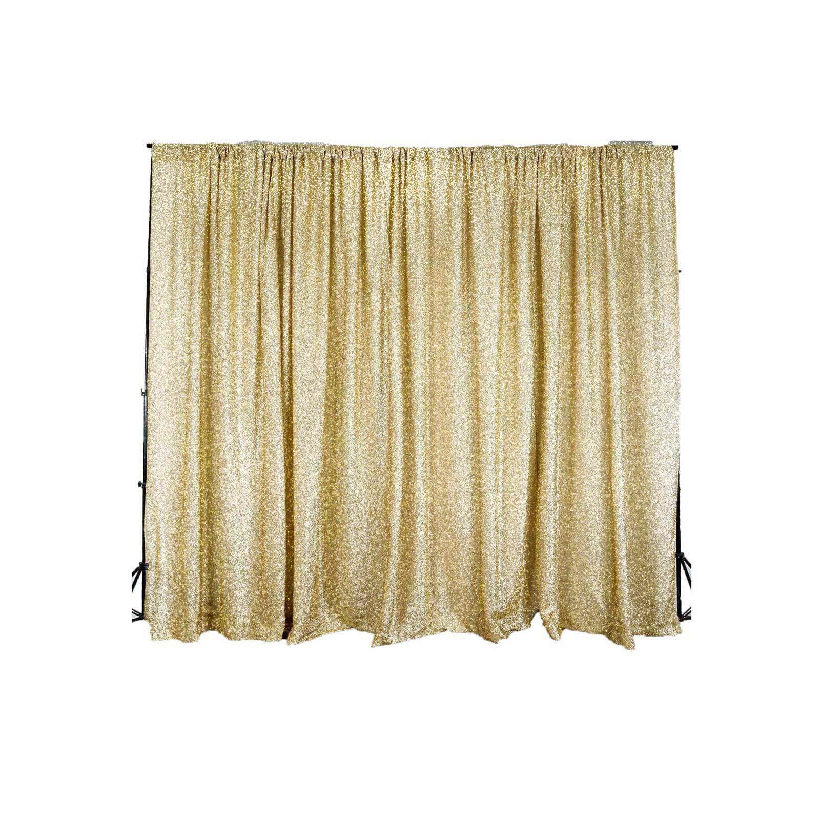 Champagne Metallic Shimmer Tinsel Backdrop Drape Curtain, Event Background Divider Panel - 20ftx10ft