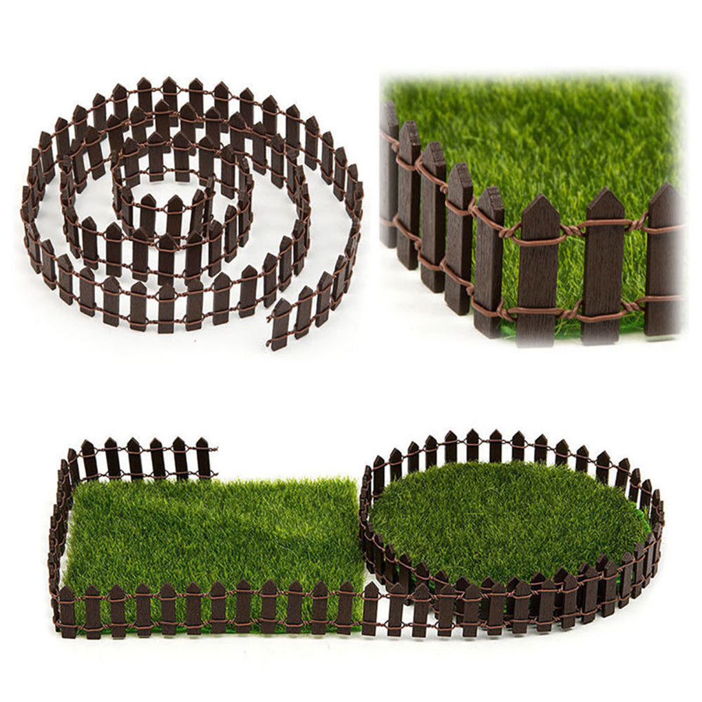 TureClos 1Mx5M Wood Fence Plant Potted Landscape Decor Accessories Miniature Terrarium Mini Barrier DIY Garden Kit