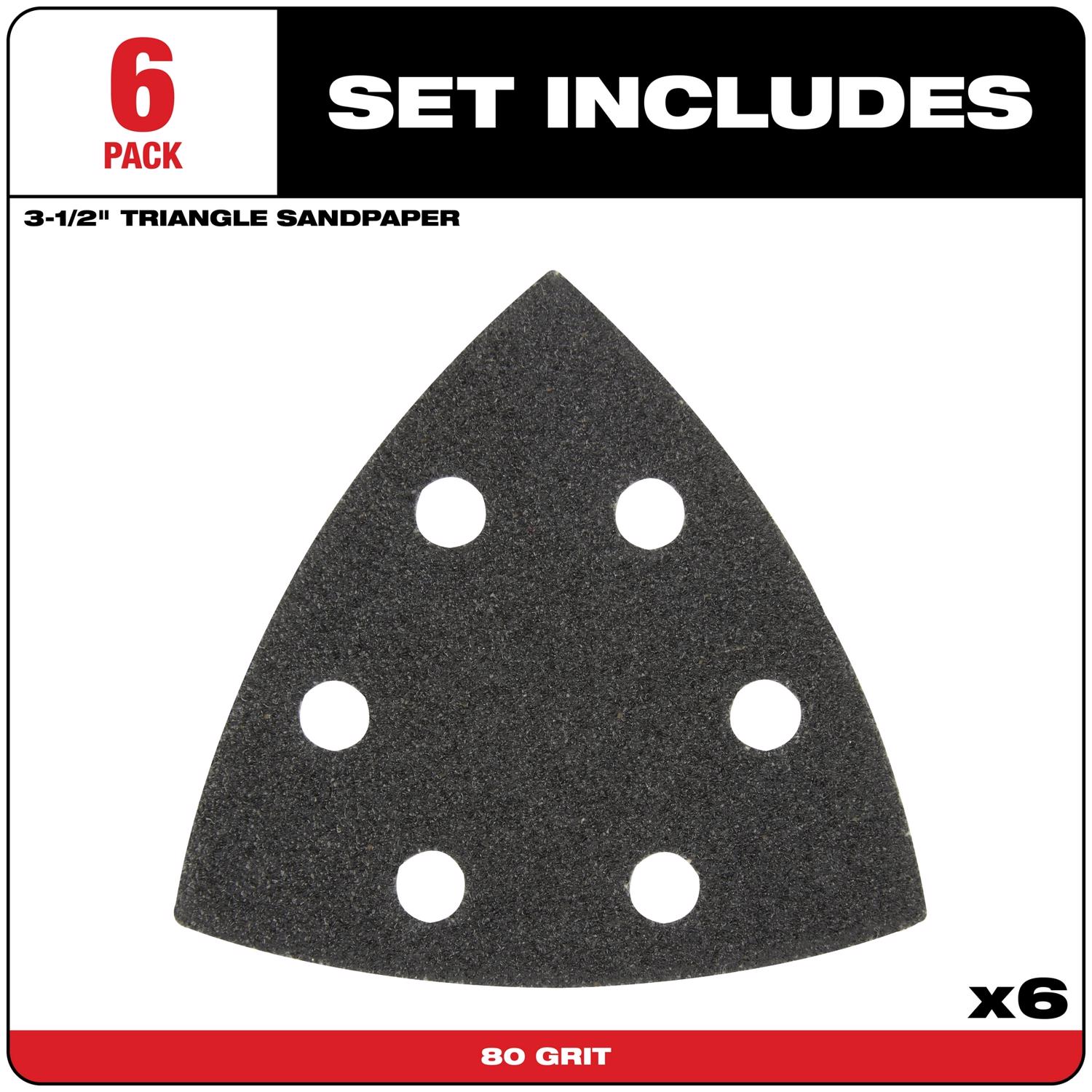 MW 3-1/2 in. Silicon Carbide 80 Grit Triangular Sanding Paper 6 pk