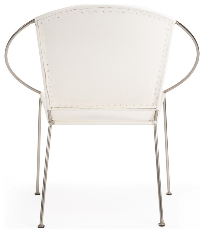 31 quotWhite And Gray Faux Leather Side Chair   Contemporary   Armchairs And Accent Chairs   by HomeRoots  Houzz