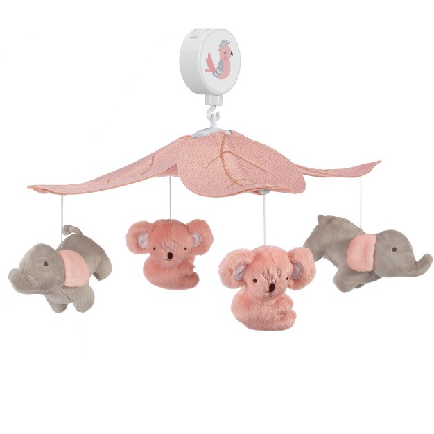 Lambs amp Ivy Calypso Pink gray Koala amp Elephant Musical Baby Crib Mobile