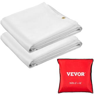 VEVOR 2PCS 6 ft. x 10 ft. Emergency Fire Blanket Fiberglass Heat Resists 1022F Welding Blanket Mat with Carry Bag White HTBSJBDD6X102NL8SV0