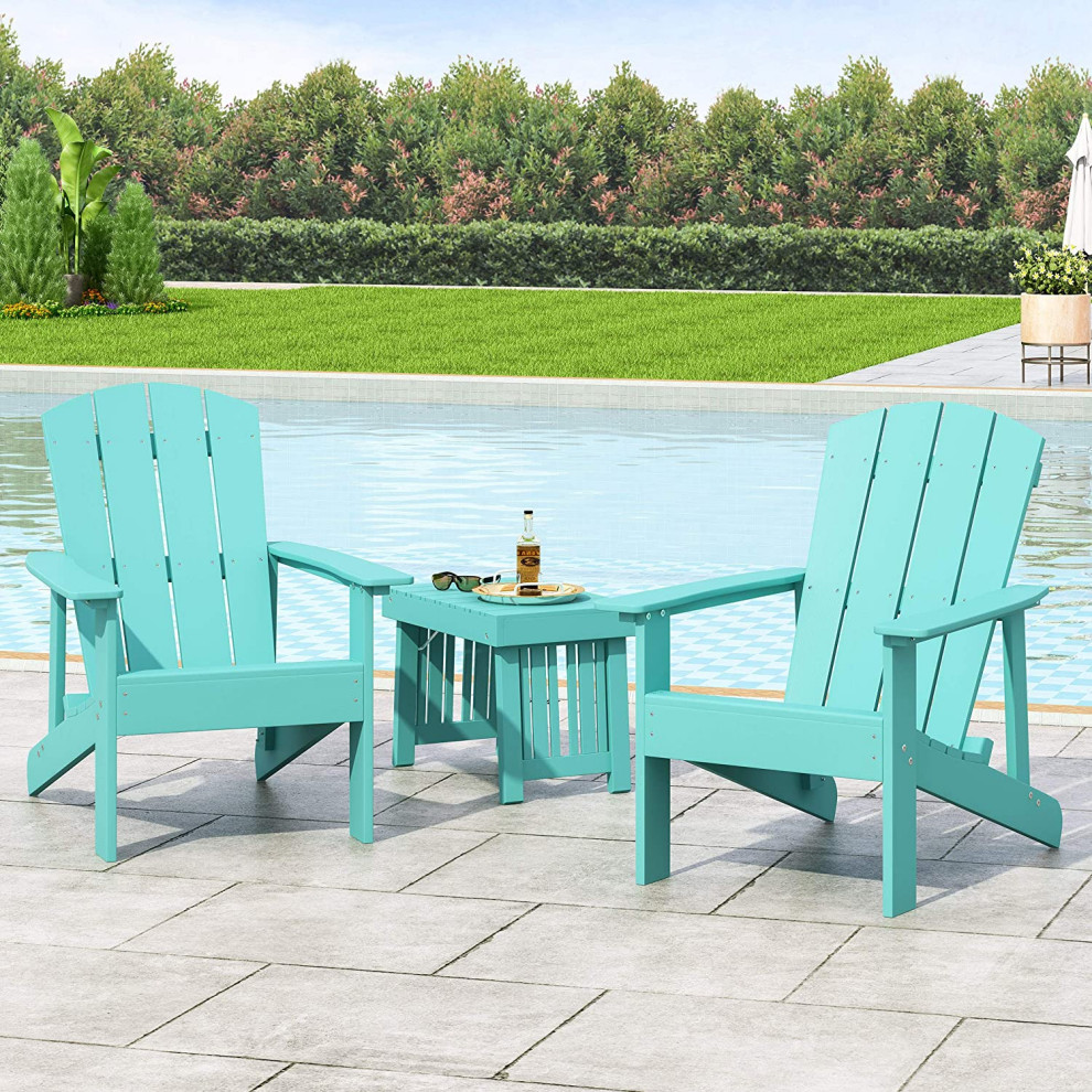 Set of 2 Adirondack Chair  Comfortable Slatted Slanted Seat With Arms   Contemporary   Adirondack Chairs   by Decor Love  Houzz