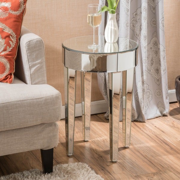 Normandie Mirrored Round End Table by Christopher Knight Home