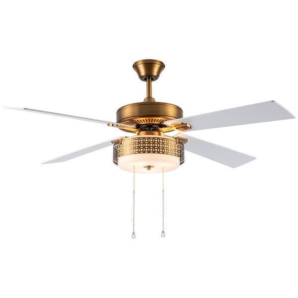 Dinah River of Goods Brass and Glass 52-Inch Ceiling Fan with Light - 52