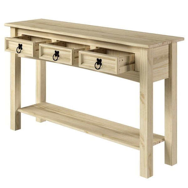 Wood Hall Table Console 3 Drawers Corona | Furniture Dash - N/A