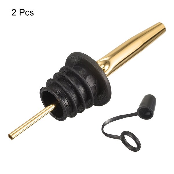 2pcs Stainless Steel Liquor Pourer Wine Oil Bottle Pour Spout， Gold