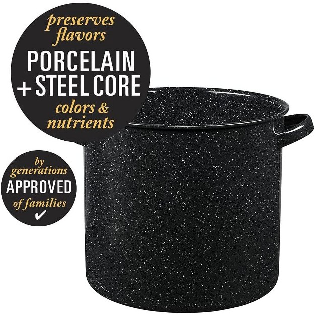 Granite Ware Enamel On Steel 15 5 quart Stock Pot With Lid Speckled Black