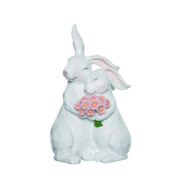 Transpac Resin 11 42 In White Easter Loving Bunny Figure