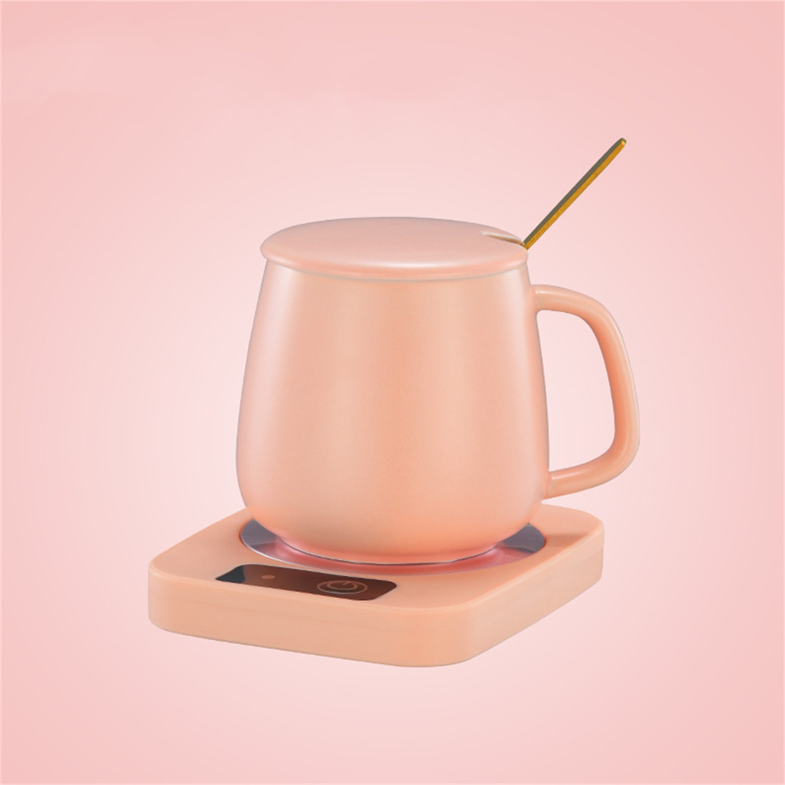 Yamaler Electric Water Cup Mug Warmer Keep Drink Tea Coffee Warm Non-slip Safe Winter Electric Heating Pad Coaster Cup Heater for Office-Pink