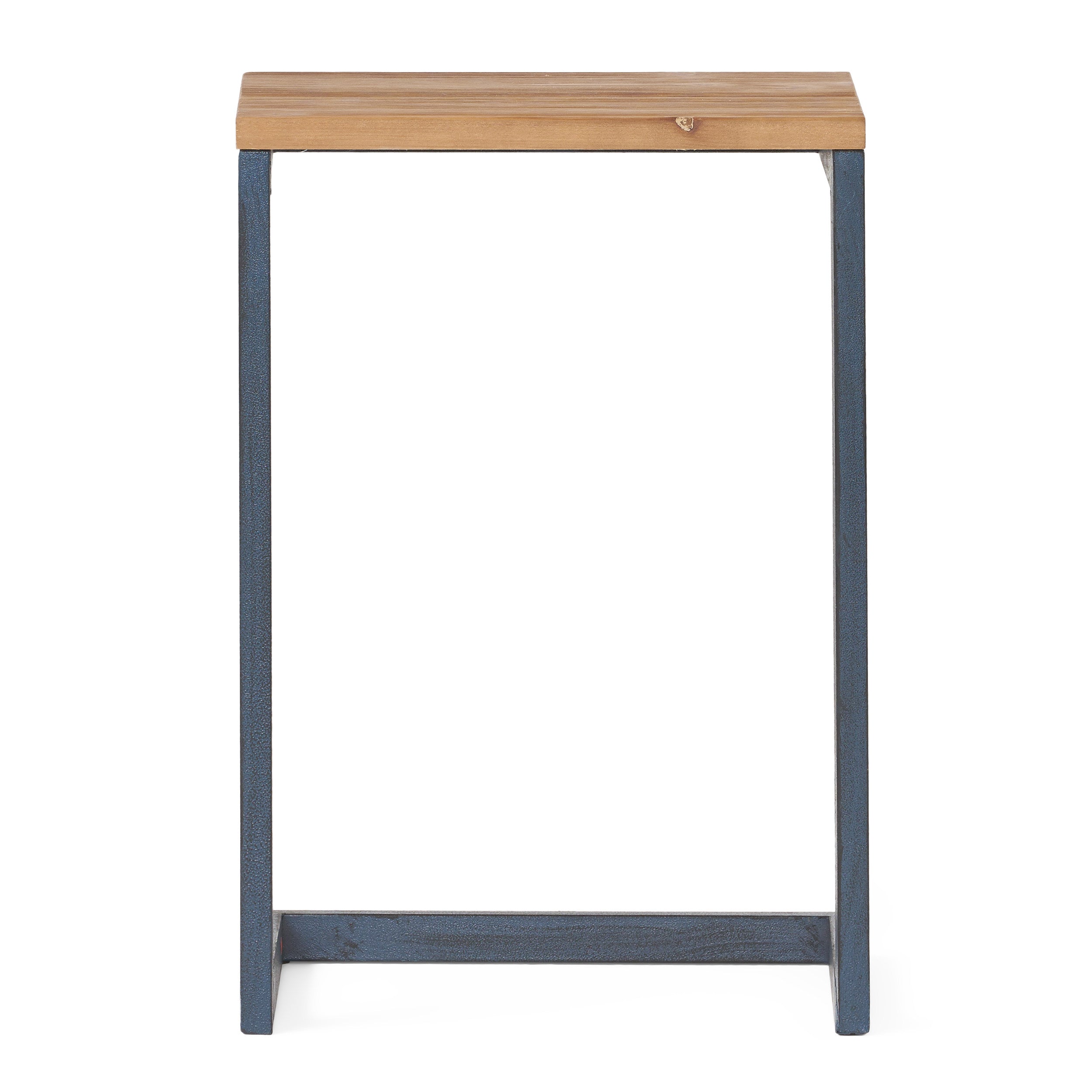 Ramona Modern Industrial Firwood C-Shaped Accent Side Table with Iron Frame