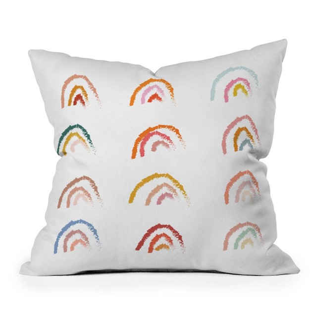 Lyman Creative Co Pastel Rainbows Square Throw Pillow White Deny Designs