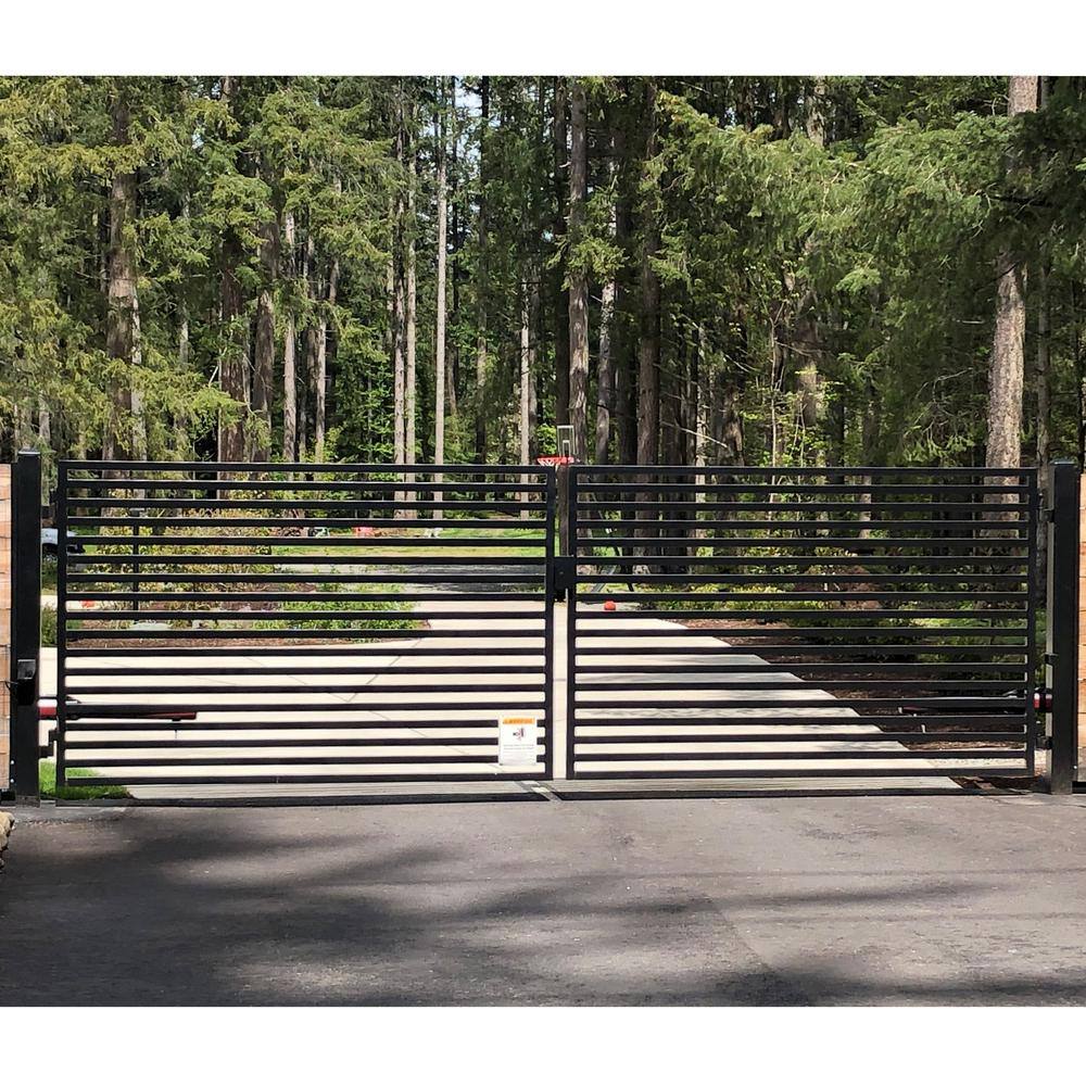 ALEKO Driveway 18 ft. x 6 ft. Black Steel Dual Swing Fence Gate DG18MILD-HD