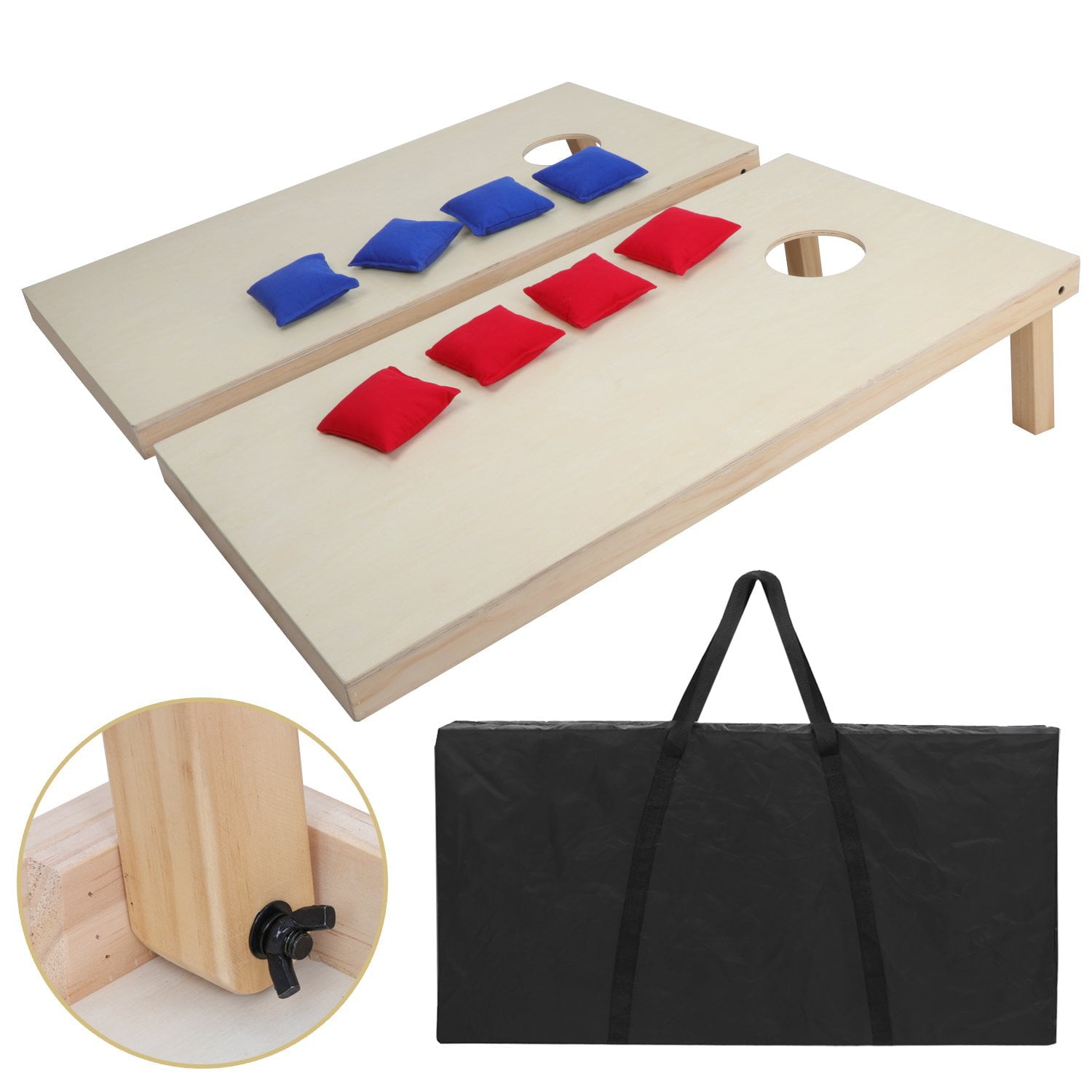 3ft X 2 ft Cornhole Bean Bag Toss Game Set Solid Wood W/Carrying Case