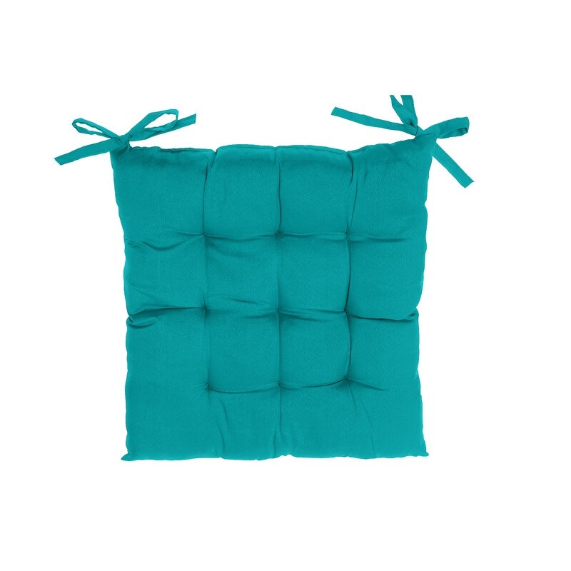 Polyester Tufted Chairpad (18 X 18) (Teal)   Set of 2