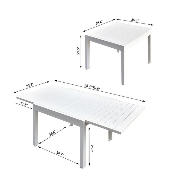 Domi Extendable Patio Dining Table，Aluminum Frame，Weatherproof and Multiple Sizes