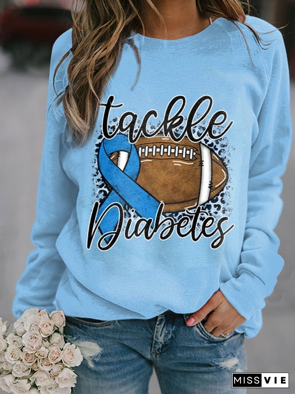 Women's Tackle Diabetes Print Sweatshirt