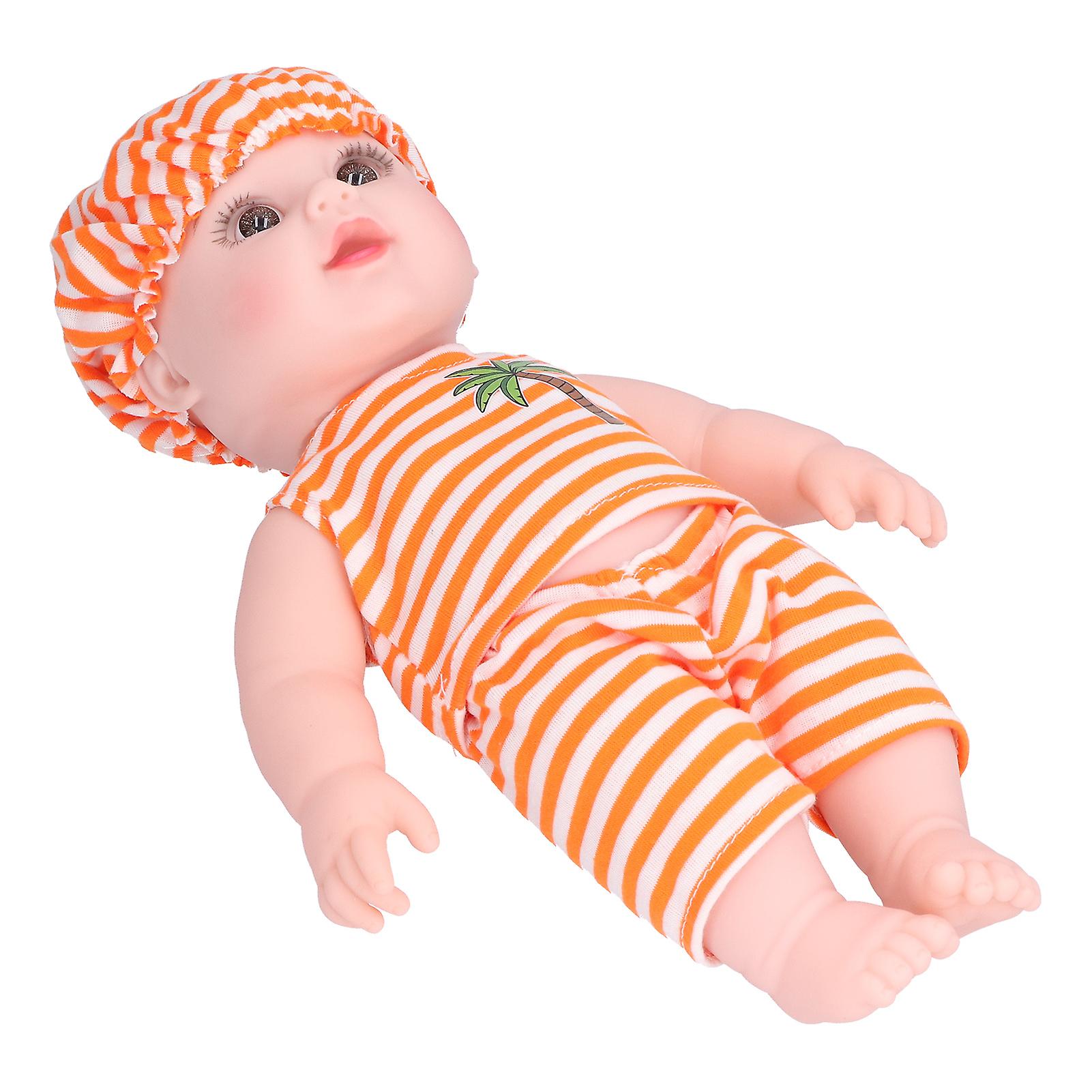 Interactive Baby Doll Soft Vinyl Body Newborn Baby Doll Simulation Baby Doll Orange