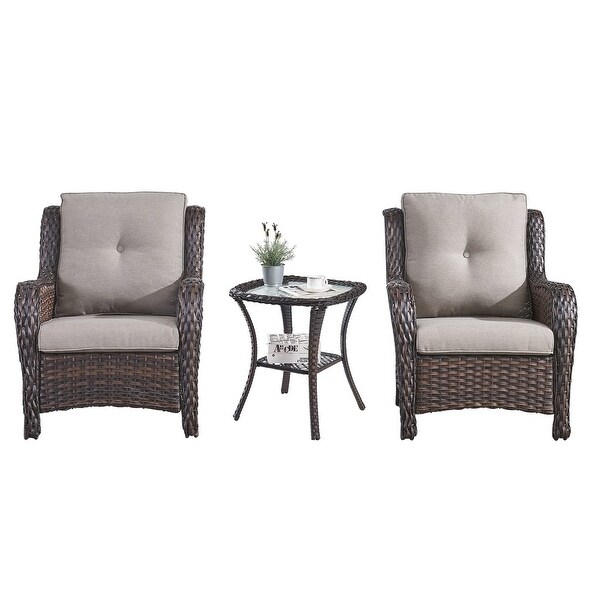 Pocassy Outdoor Wicker Bistro Set，3 Piece Patio Set