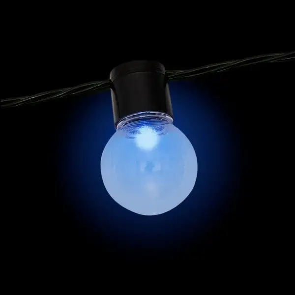 Brilliant 50 Count Clear Globe Cap Cool White LED Bulb Green Cord END Connect String Lights