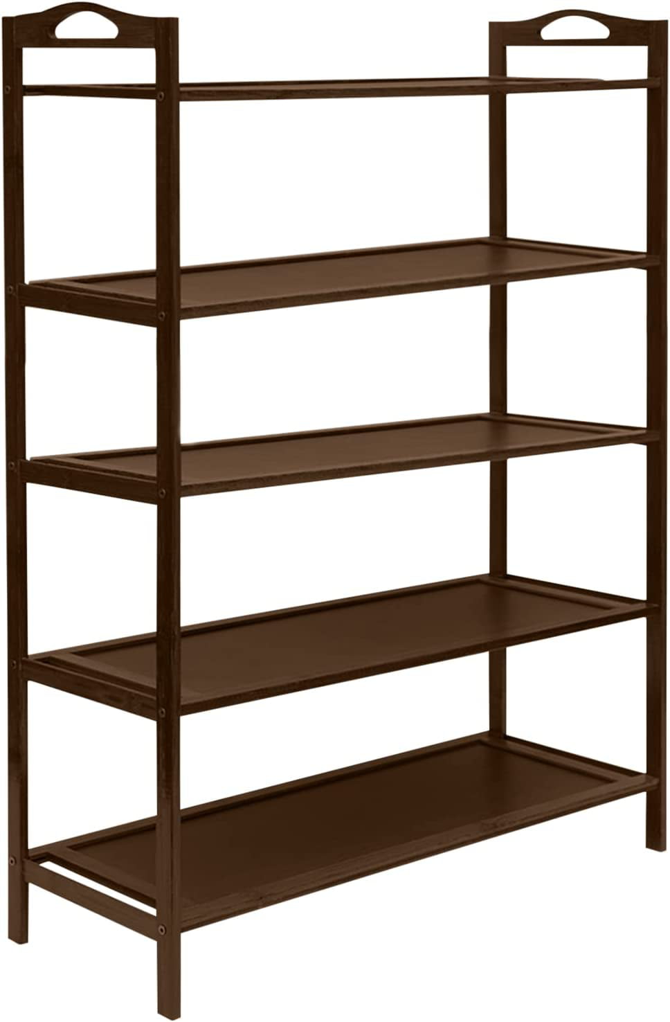 Flkoendmall 5-Tier Bamboo Shoe Rack Shoe Storage Organizer Shoe Shelf Brown for Entryway