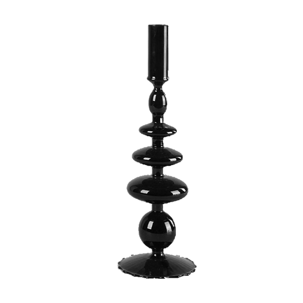 Candle Holder Black Glass Cylindrical Taper Pillar Candlesticks Livng Room Dining Table Decoration Centerpieces Coffee Table Ornament C