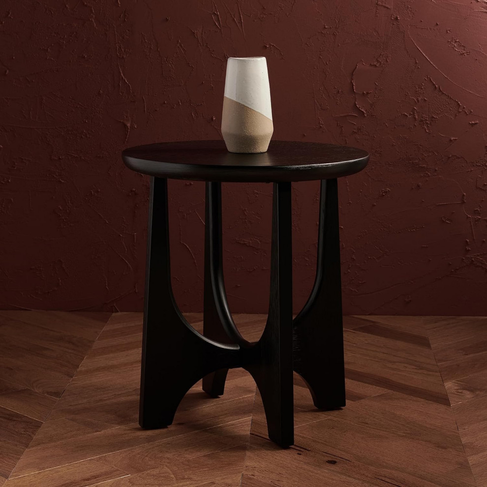 Contemporary End Table  Unique Shaped Base With Round Wooden Top   Contemporary   Side Tables And End Tables   by Decor Love  Houzz