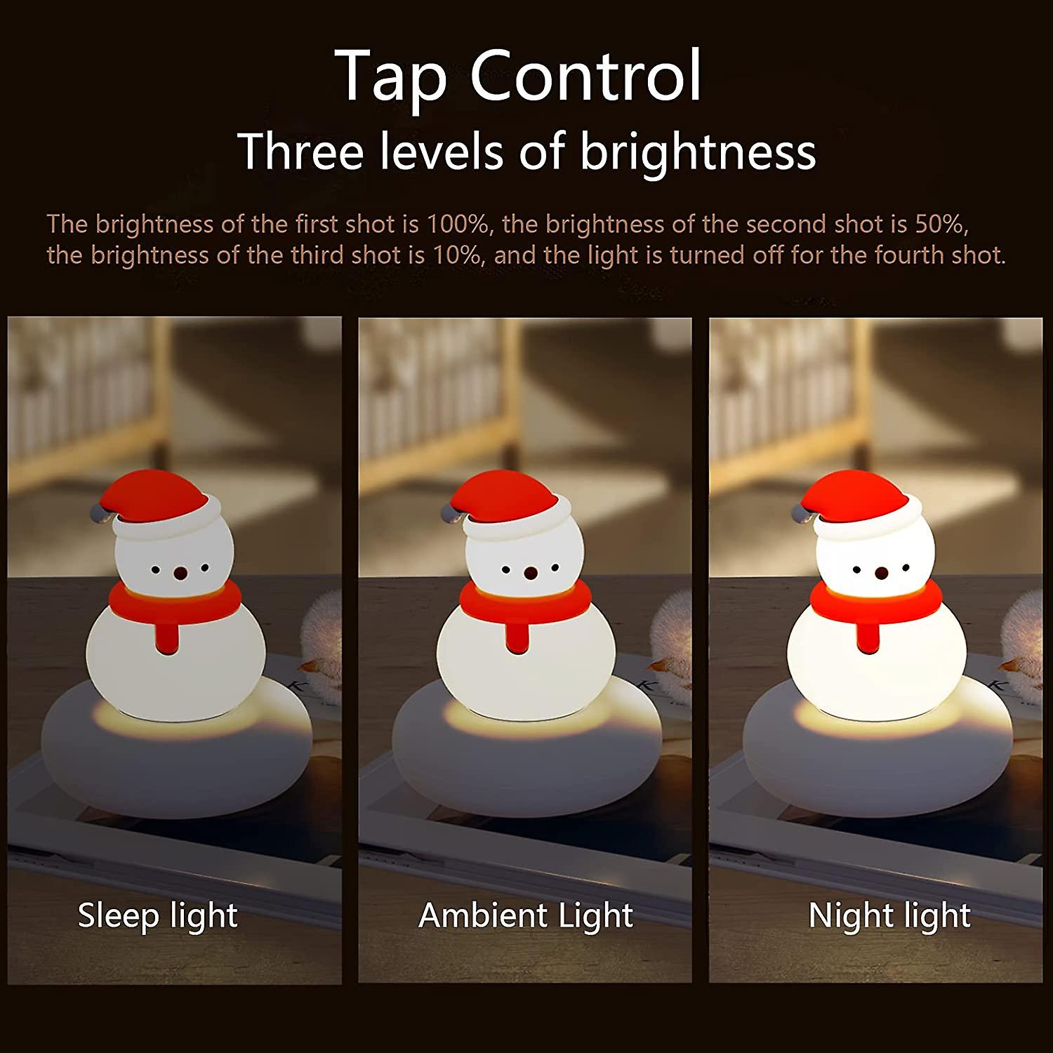 Night Light For Kids， Snowman Cute Lamp， Tap For Control Baby Lamp， Usb Rechargeable Kids Night Lights For Bedroom， Bedside Touch Lamp