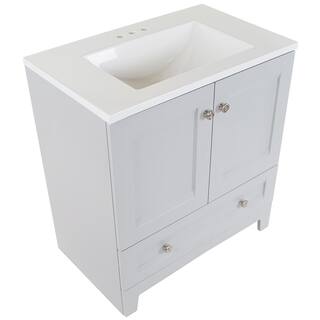 Glacier Bay Delridge 30.2 in. W x 18.8 in. D x 32.9 in. H Freestanding Bath Vanity in Pearl Gray with White Cultured Marble Top DR30P2-PG