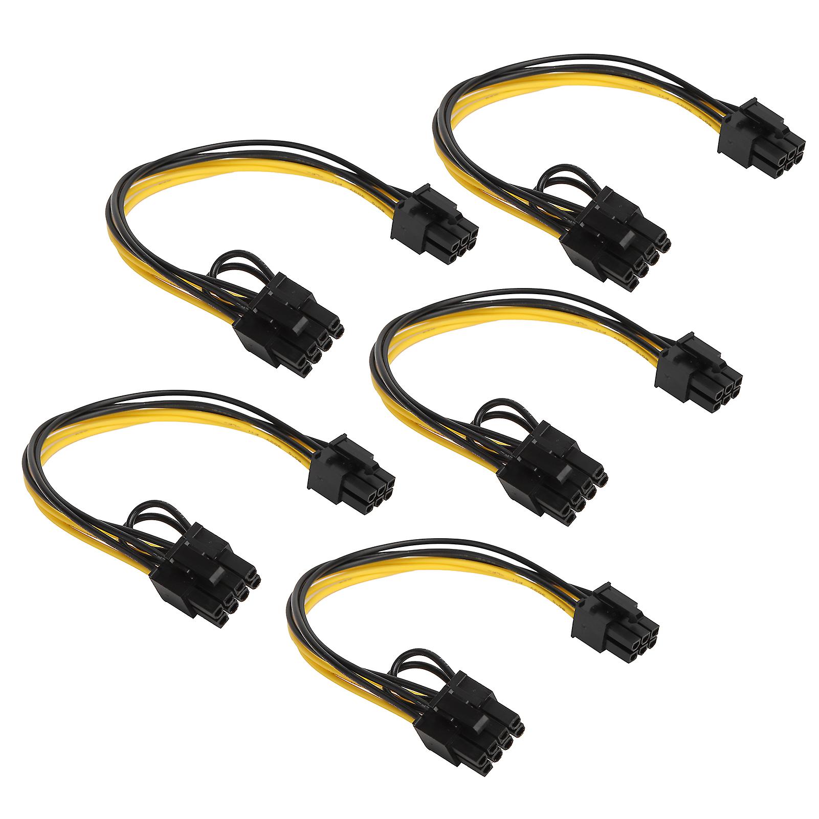 5pcs 6pin Female To 8pin Female (6pin+2pin) Power Cable Graphics Card Adapter Cable Cord