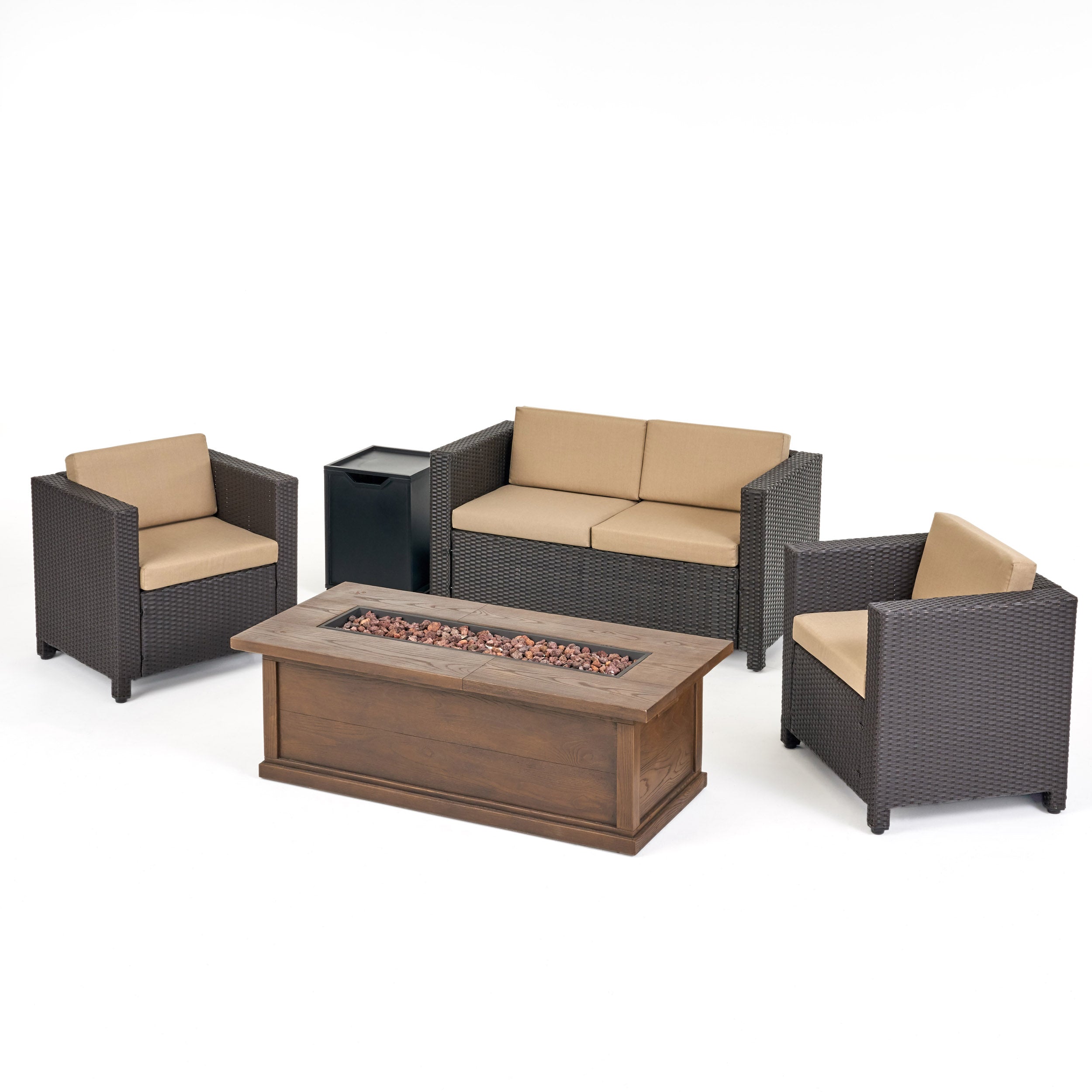 Venice 4-Seater Outdoor Fire Pit Sofa Set