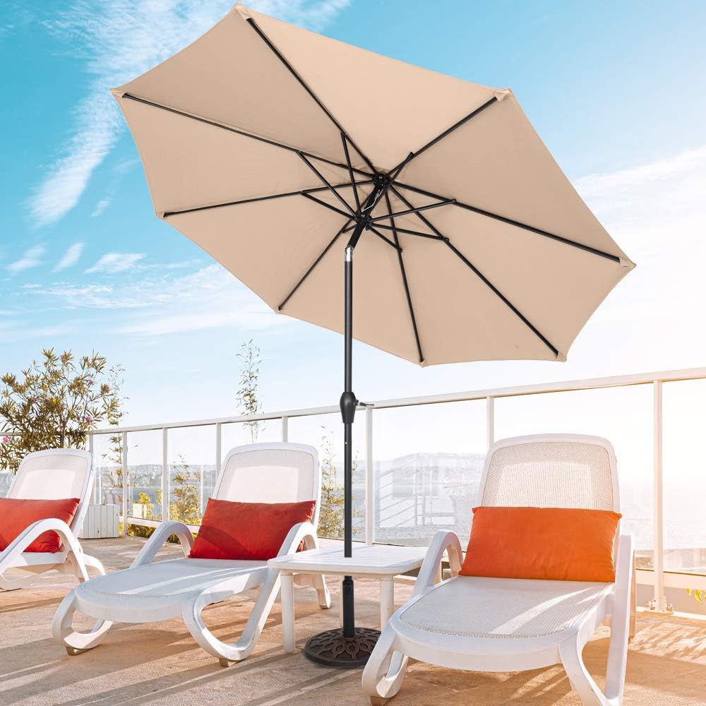 YELROL 9 ft Patio Umbrella  Umbrella Outdoor Patio  Market Table Umbrella  Central Umbrella Folding Sunshade