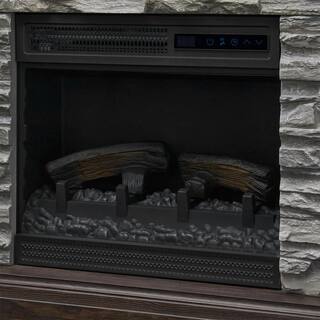 StyleWell Whittington 40 in. W Freestanding Electric Fireplace with Gray Faux Stone in Weathered Brown 150809