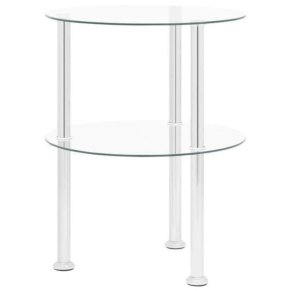 vidaXL 2-Tier Side Table Transparent 15