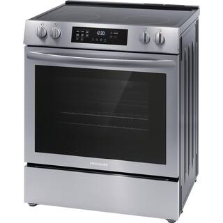 Frigidaire 30 in. 5-Element Slide-In Front Control Electric Range with Convection in Stainless Steel FCFE3083AS