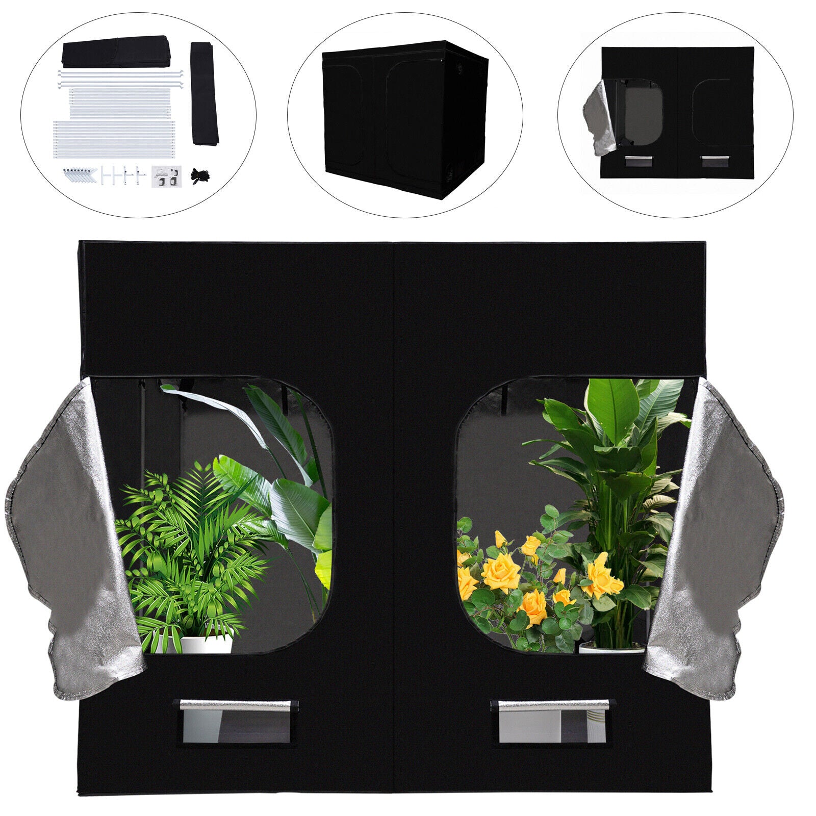 DENEST Indoor Hydroponic Grow Tent with  Window for Garden Plant Growing Waterproof