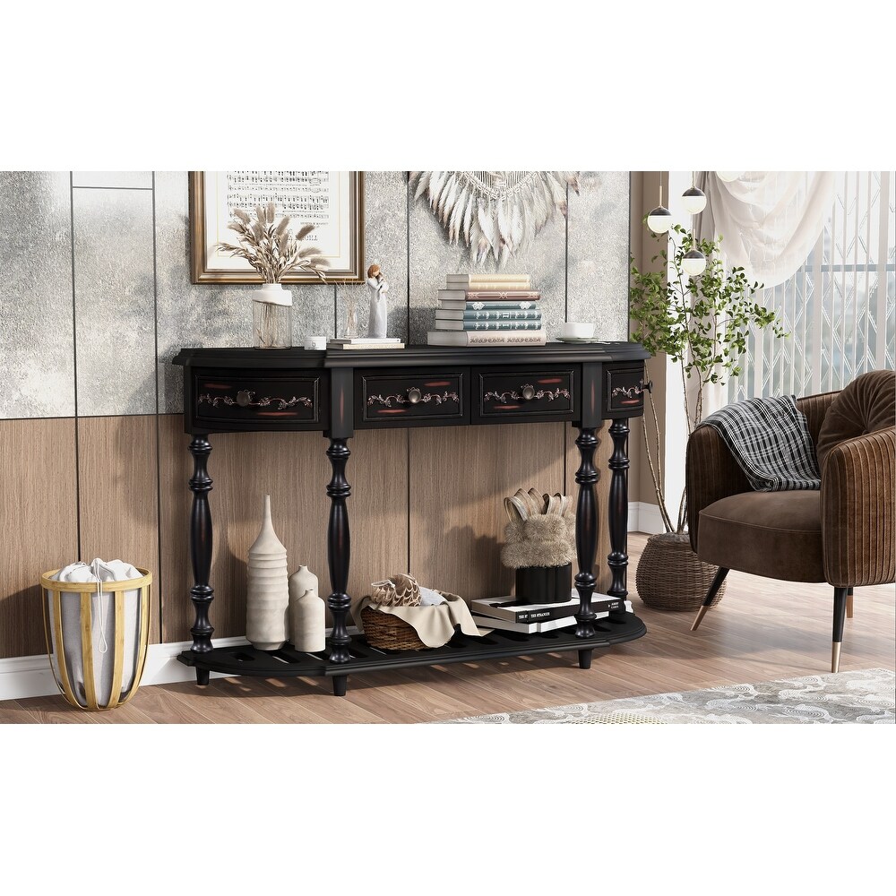 Console Table with 4 Drawers and 1 Shelf