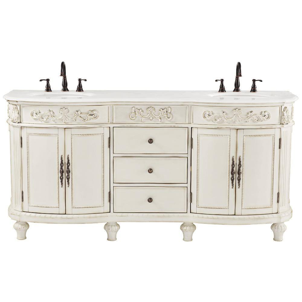 Home Decorators Collection Chelsea 72 in. W x 22 in. D x 35 in. H Bathroom Vanity in Antique White