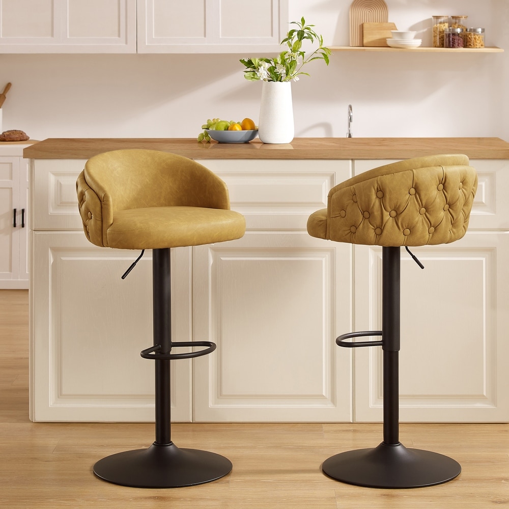 Art Leon Swivel and Adjustable Upholstered Bar Stools (Set of 2)