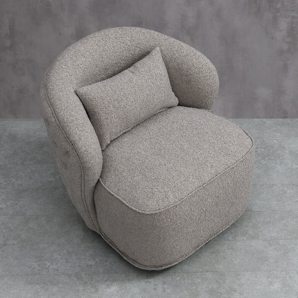 Boucle Upholstered Tufted Back Swivel Barrel Chair