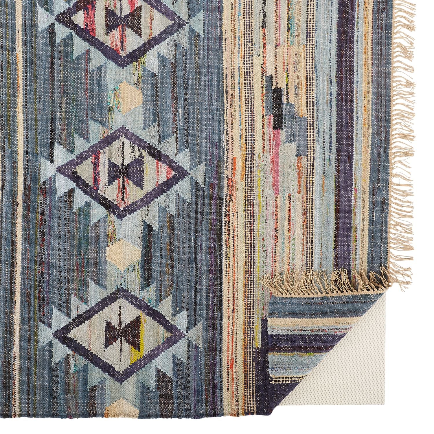 Liya Flatweave Blue and Beige Rug by BD Fine