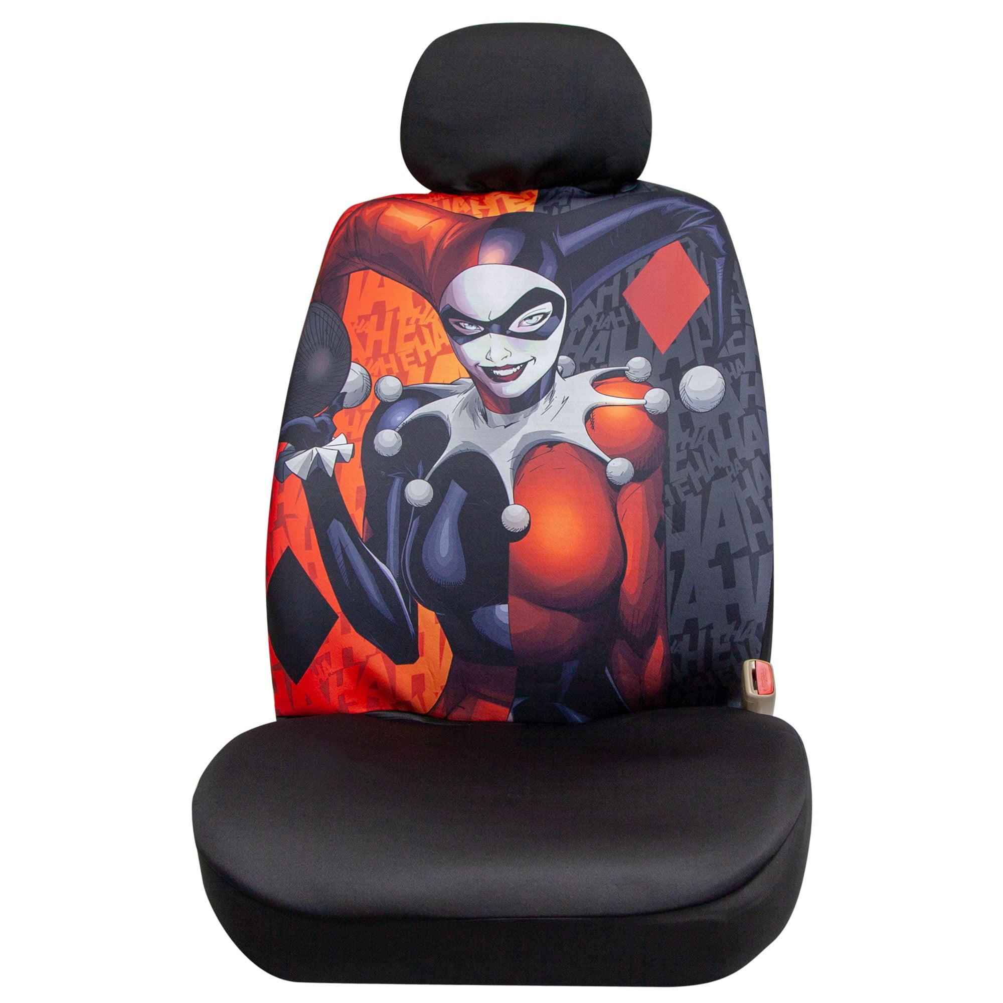 Plasticolor Harley Quinn Washable Polyester Universal Fit Automotive Seat Cover， 1 Pack