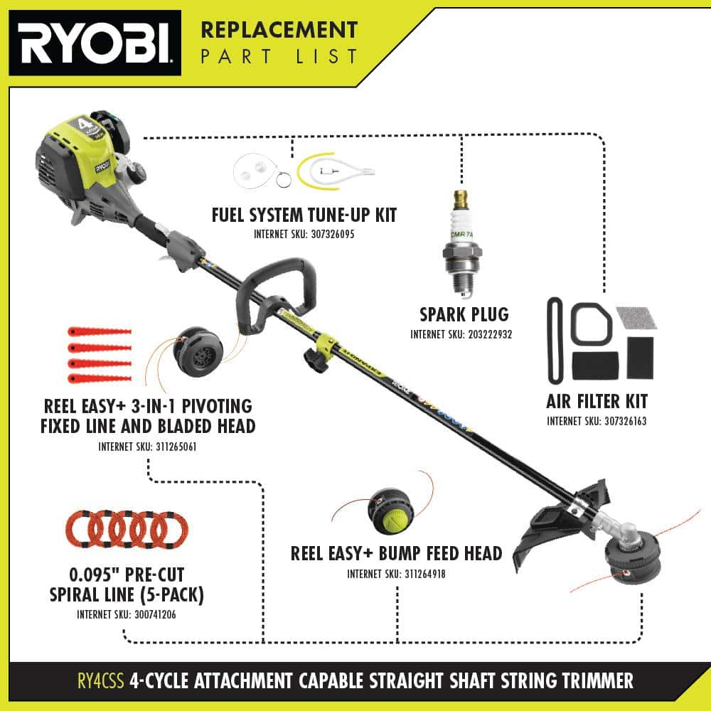 Ryobi 4-Stroke 30 cc Attachment Capable Straight Shaft Gas Trimmer