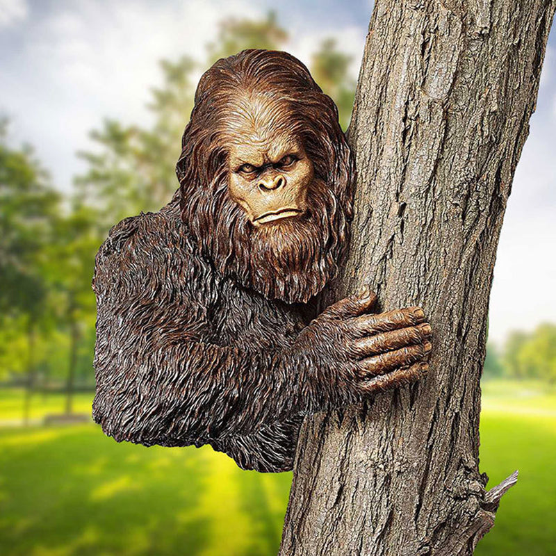 JETTINGBUY Bigfoot Garden Decoration Tree Sculpture 3D Tree Hugger Statue Garden Decoration