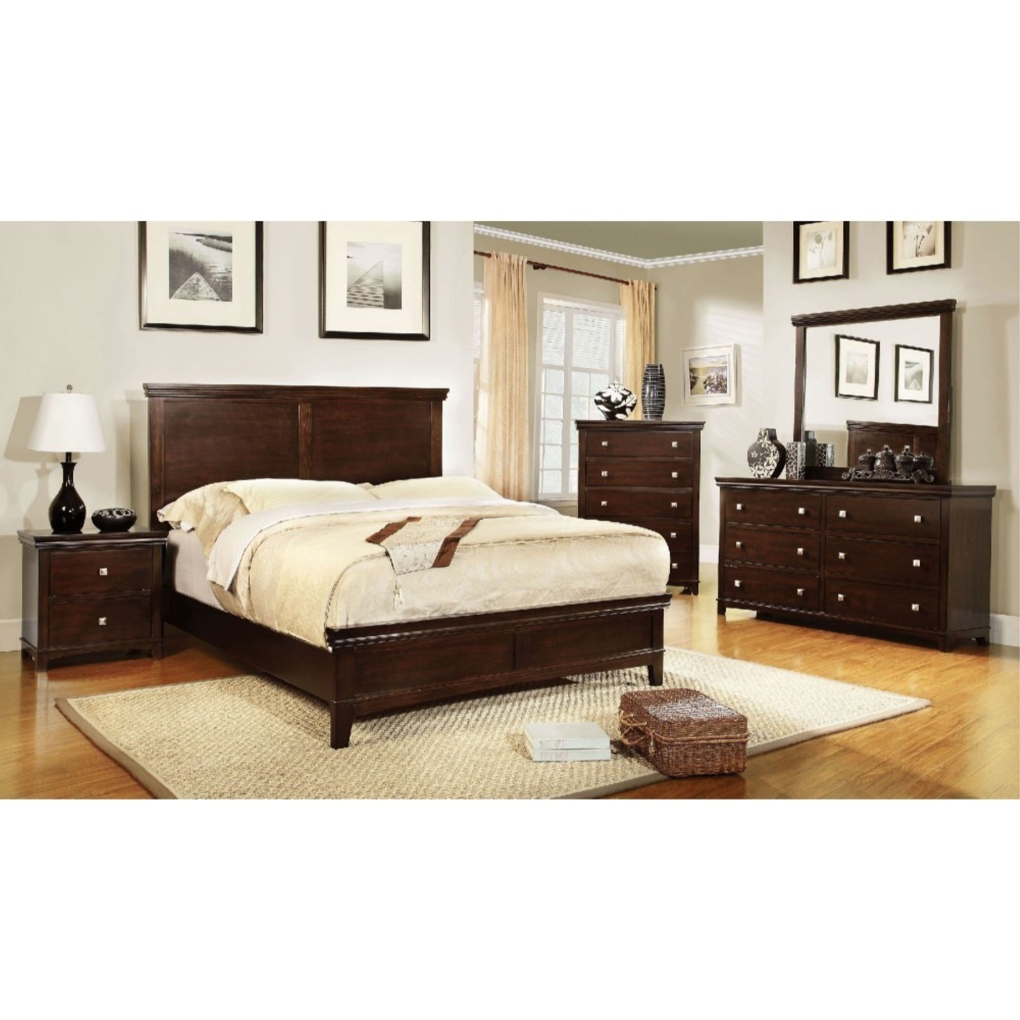 Transitional Style Wooden Chest With 5 Drawers, Brown